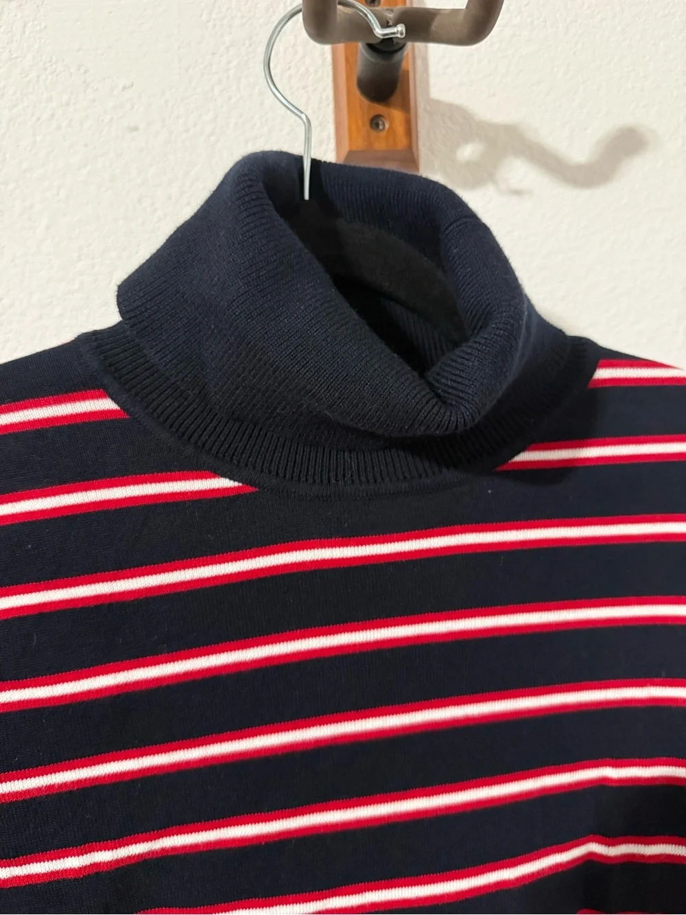 Tommy Hilfiger Turtleneck Sweater Navy Red White Striped Size S - Picture 6 of 6